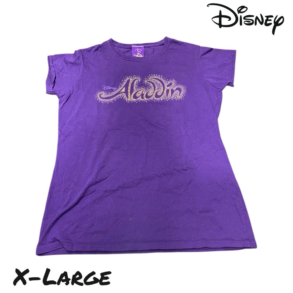 Disney Aladdin Shirt Womens Small‎ Purple Genie Bottle Embellished Top Studs Tee